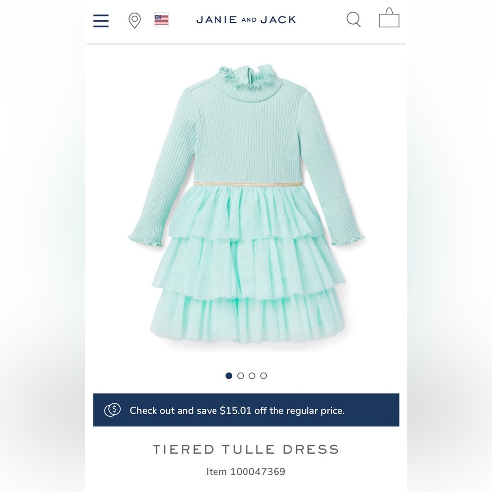 NWOT Janie and Jack Tiered Tulle Dress size 6